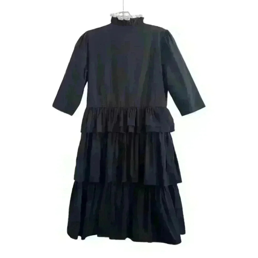 Ava & Lu Sz XS High Neck Dress Black Cotton WhimsyGoth Costume Halloween - Picture 4 of 14